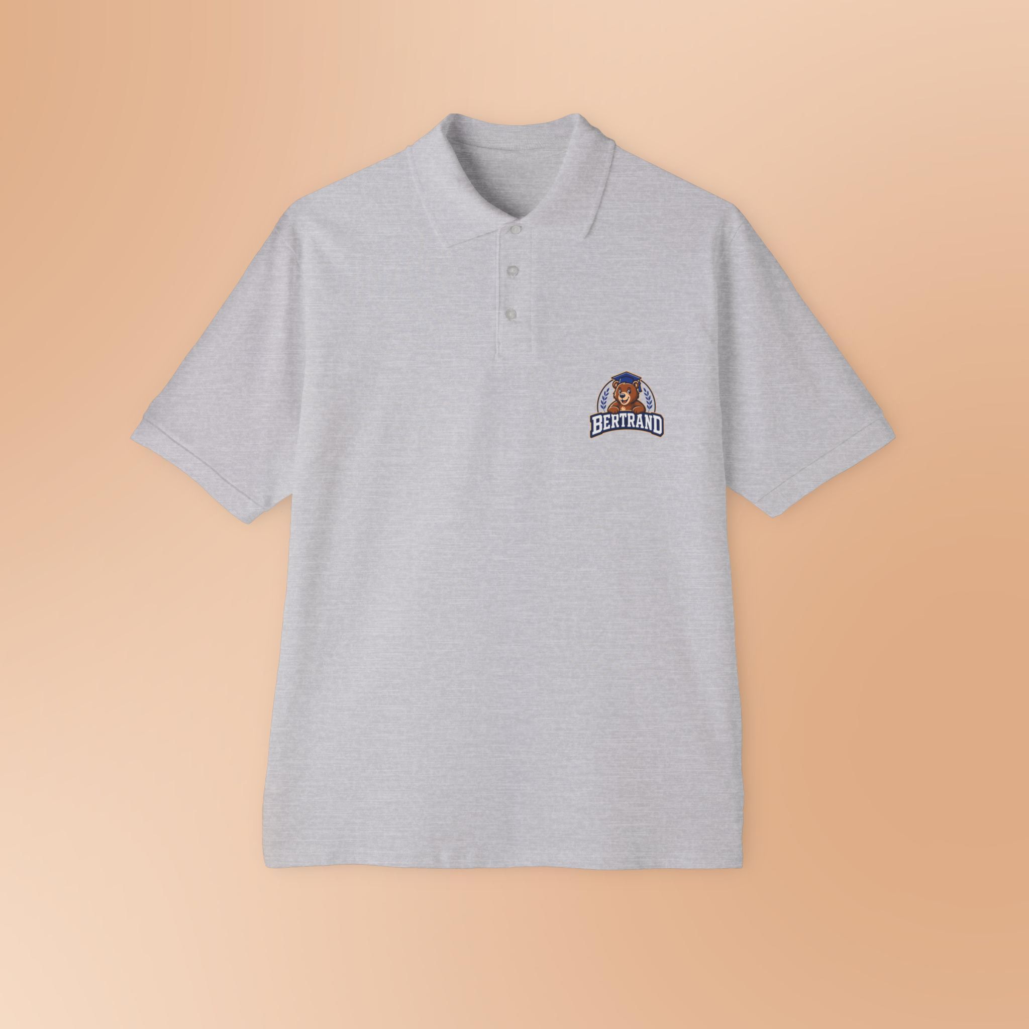 Bertrand Bear Logo Polo — Men's Navy Piqué Shirt - Image 3