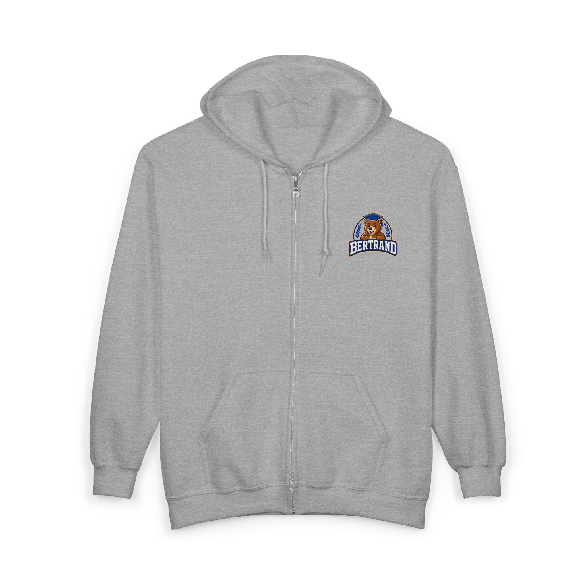 Full Zip Hoodie with Small Mascot Logo - 'Betrand'