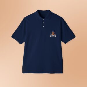 Bertrand Bear Logo Polo — Men's Navy Piqué Shirt