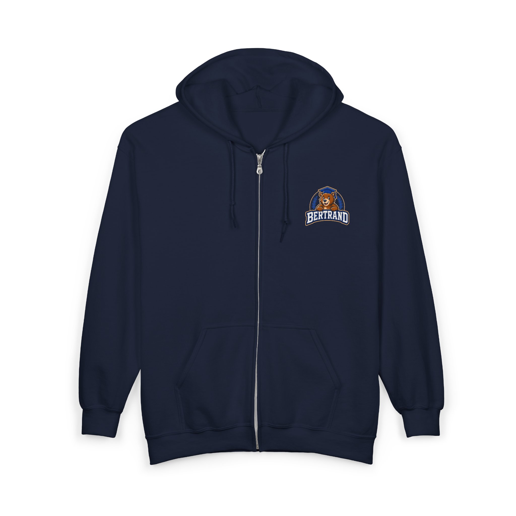 Full Zip Hoodie with Small Mascot Logo - 'Betrand' - Image 2