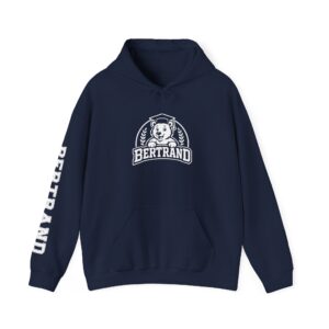 Bertrand Bear Hoodie (Front/Back/1 Sleeves)— Cute Mascot College-Style Pullover